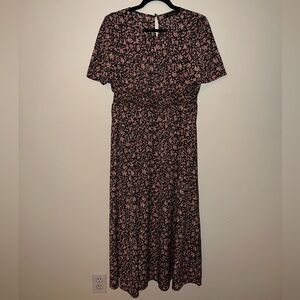 Pink Floral Maxi Short Sleeve Dress NWOT